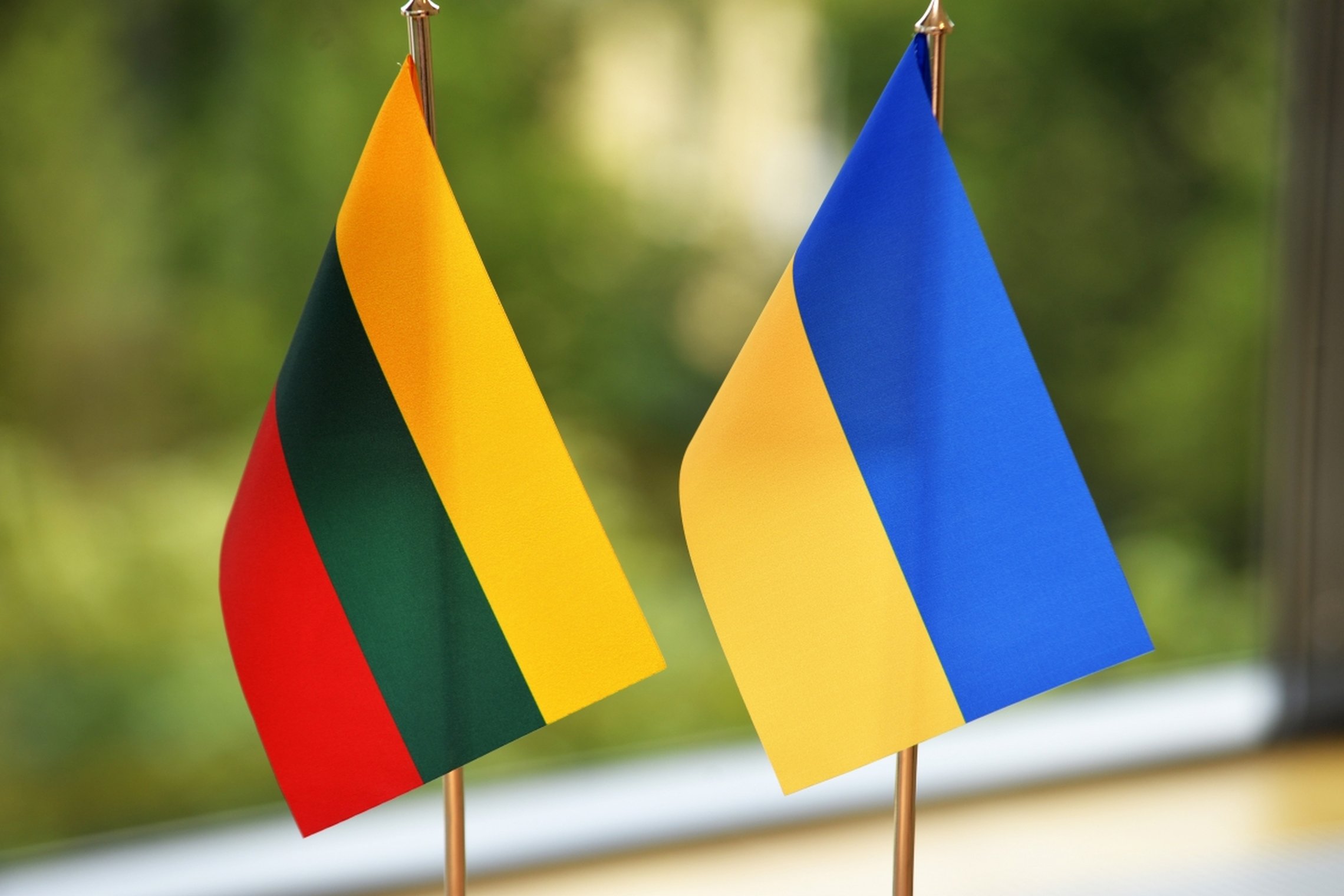Flags of Lithuania and Ukraine.