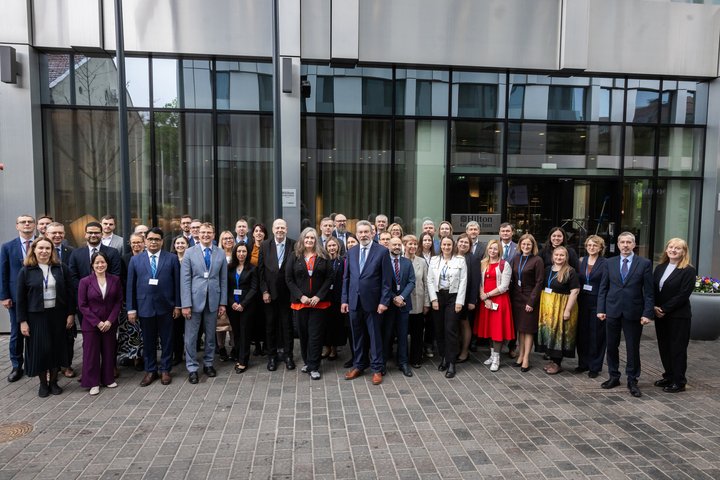 Group photo following the introductory meeting of the IRRS mission: members of the IAEA IRRS mission team, and representatives of VATESI and the Radiation Protection Centre. Photo by Martynas Ambrazas.