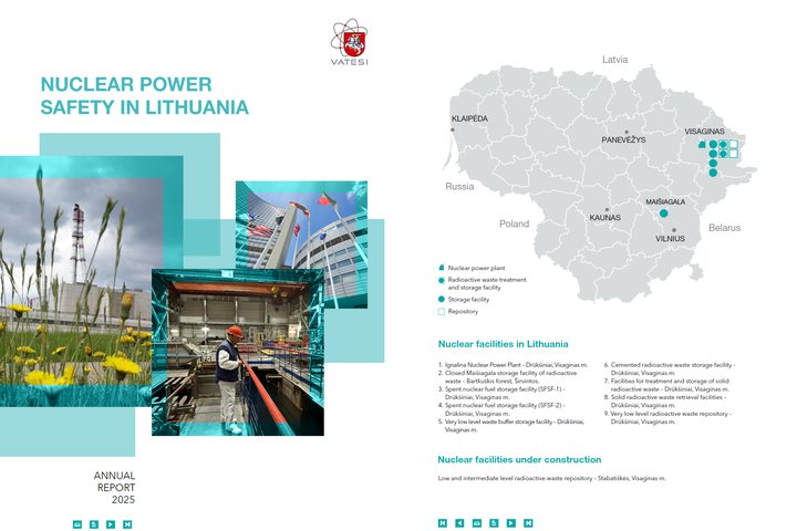 Cover of VATESI annual publication “Nuclear Power Safety in Lithuania” (2025)